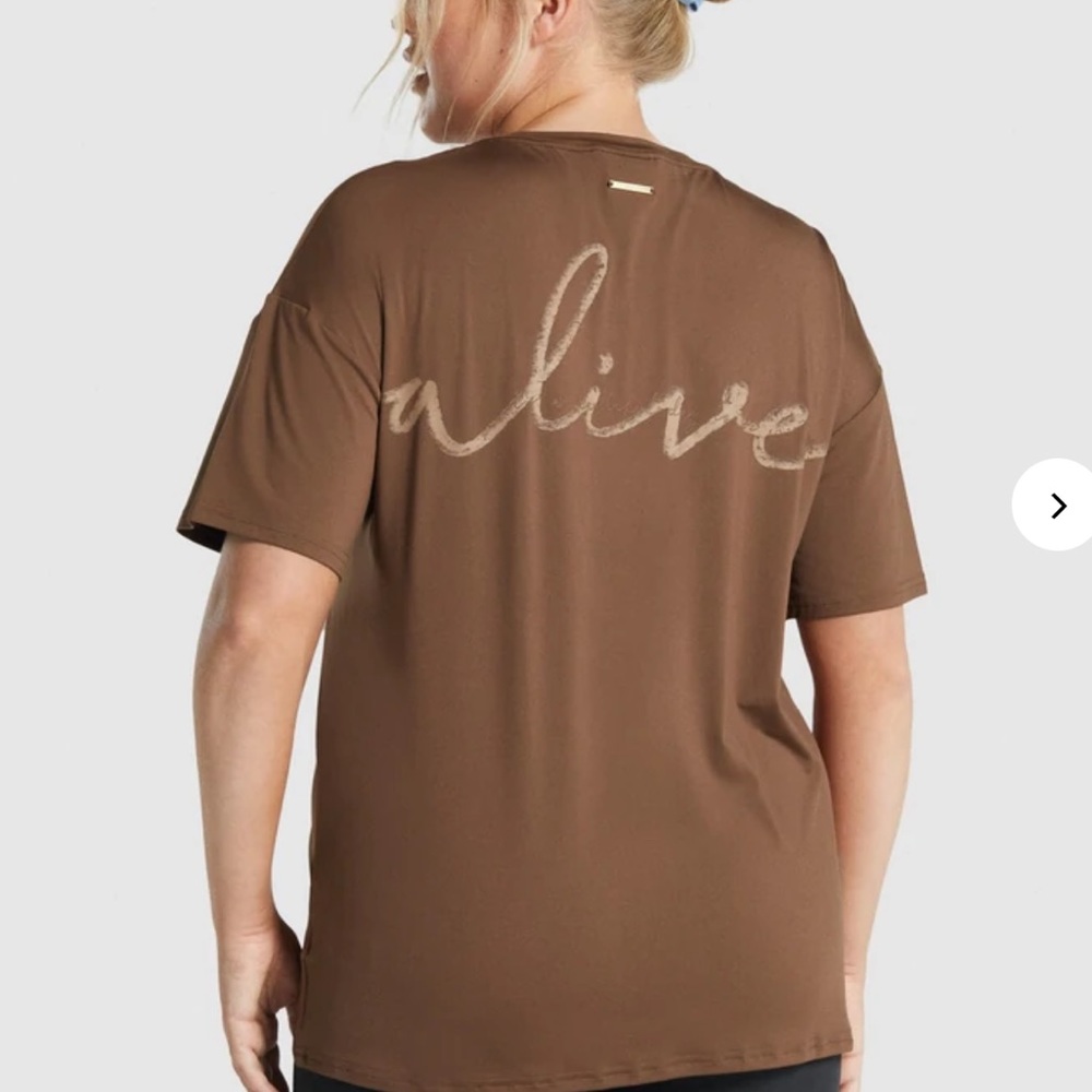 GYMSHARK x Whitney Simmons Oversized Alive T-Shirt in Brown